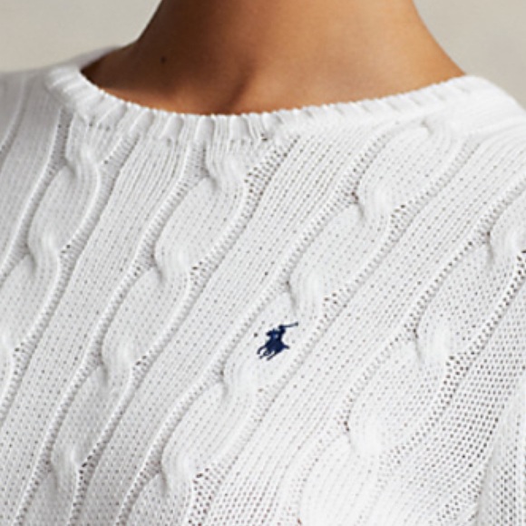 RALPH LAUREN CABLE-KNIT COTTON CREWNECK SWEATER. - Picture 2 of 10